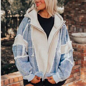 NWT Bibi Denim and Sherpa Hooded Jacket